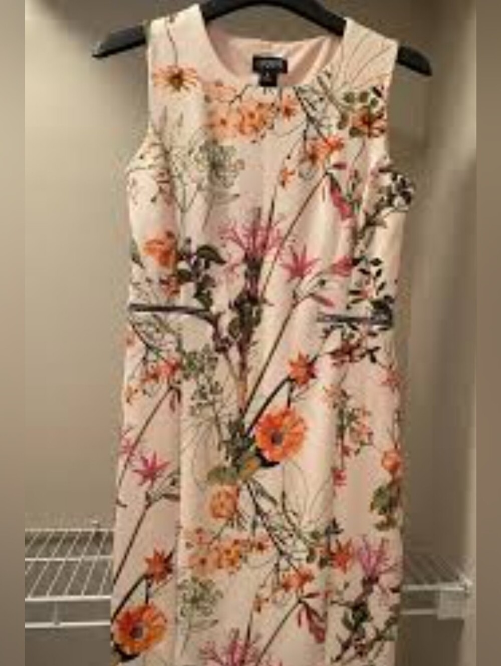 Enfocus Floral Sleeveless Sheath Dress - Pale Pink Size 4